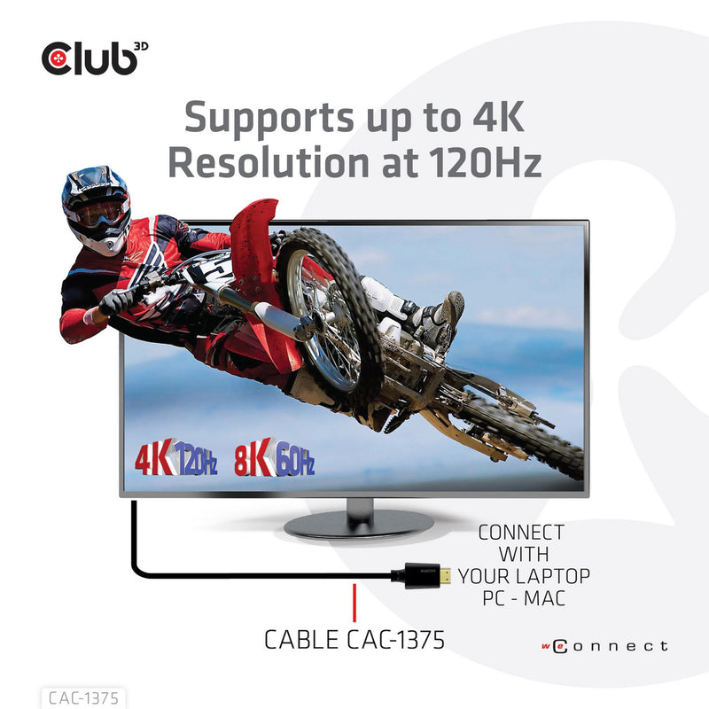 Afbeelding laden in galerijviewer, Club 3d gecertificeerde ultra high speed hdmi 2.1 kabel (zwart, 5 meter, 8k)
