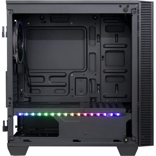 Inter-tech x-608 infinity micro midi tower behuizing (zwart | 1x usb-a | 1x usb-c | rgb | window)