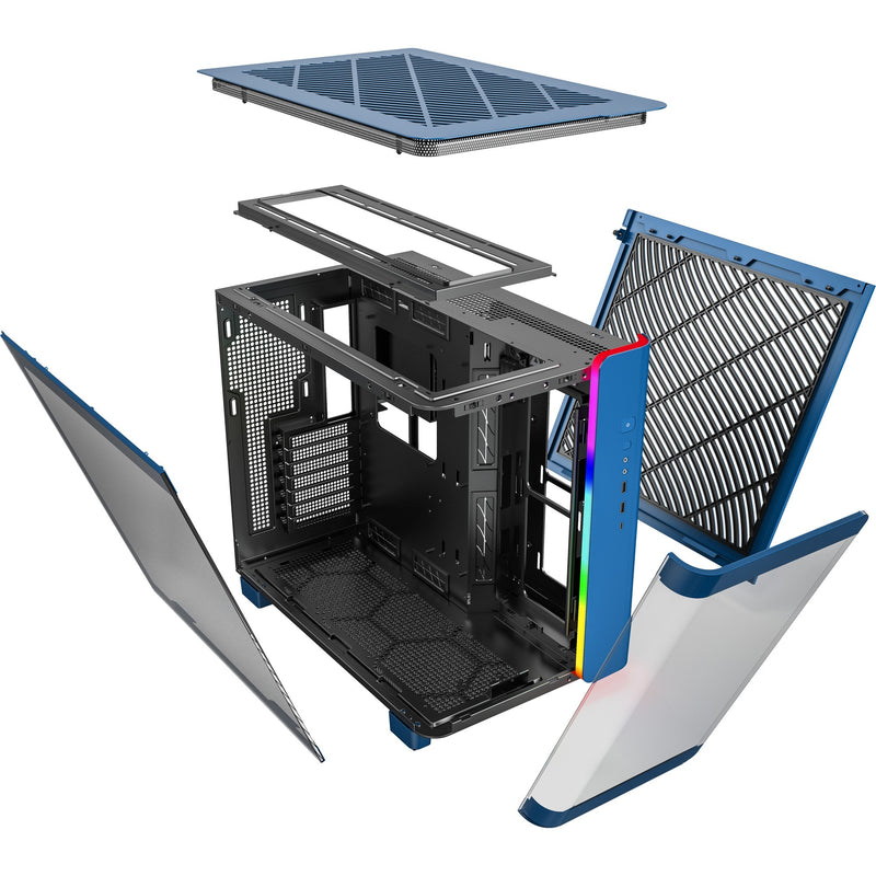 Afbeelding laden in galerijviewer, Montech king 95 midi tower behuizing (blauw | 2x usb-a | 1x usb-c | rgb | tempered glass)
