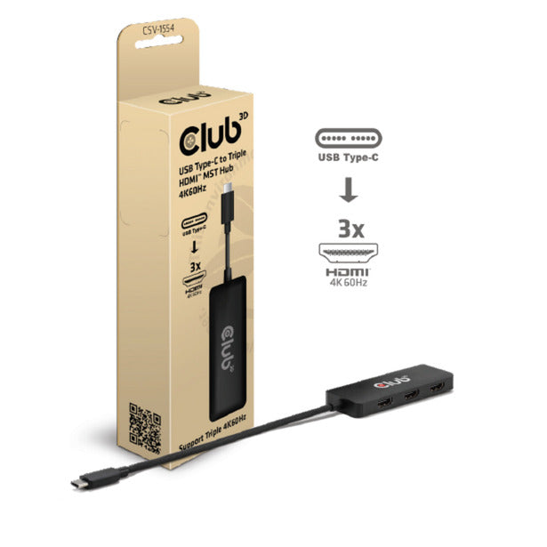 Afbeelding laden in galerijviewer, Club 3d usb-c naar 3x hdmi hub (zwart)
