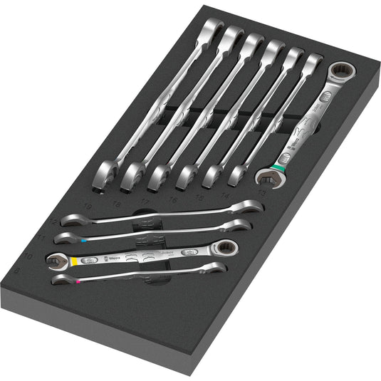 Wera zelfaanpassende steeksleutel 6000 joker set 1 gereedschapsset (zwart grijs, combinatie ratelsleutelset, in schuimrubberen inzet voor werkplaatswagen)