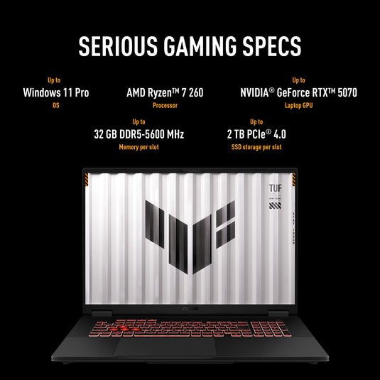 Asus tuf gaming a18 fa808um-s8132w 18 gaming laptop (zwart grijs | r7 260 | rtx 5060 | 16 gb | 512 gb ssd)