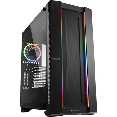 Sharkoon elite shark ca200m big tower behuizing (zwart | 4x usb-a | tempered glass)