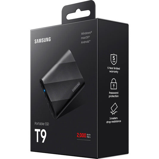 Samsung portable t9 1 tb externe ssd (zwart, mu-pg1t0b eu, usb-c 3.2 (20 gbit s))