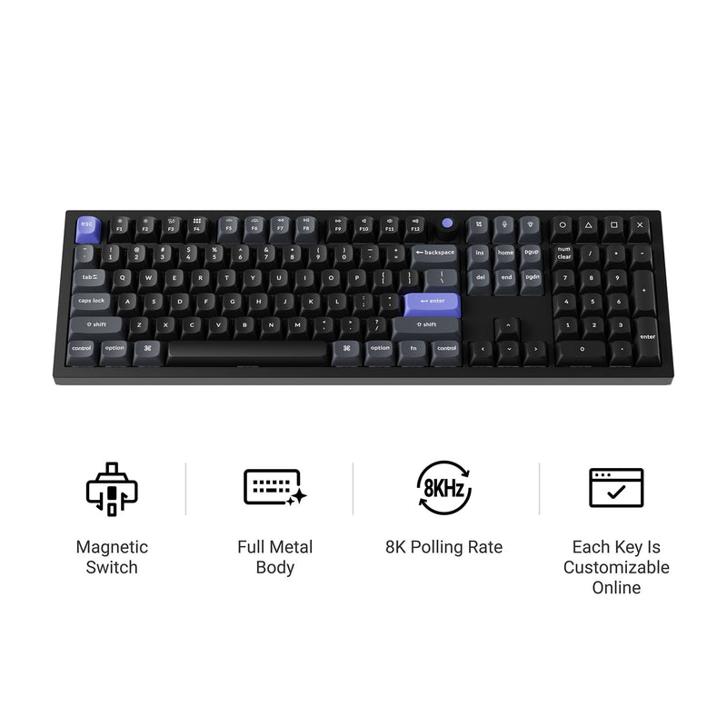 Afbeelding laden in galerijviewer, Keychron q6 he 8k magnetic switch keyboard (zwart, us lay-out (qwerty), ultra-fast lime, 100%, rgb, hot swap, 8k)
