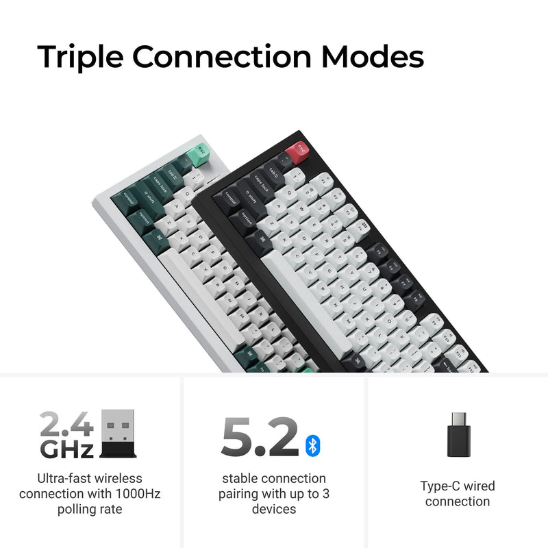 Afbeelding laden in galerijviewer, Keychron q5 he qmk wireless custom keyboard (zwart, us lay-out (qwerty), gateron double-rail magnetic nebula, 96%, rgb leds, osa double-shot pbt, hot swap, knob, 2.4ghz | bluetooth 5.1 | usb-c)
