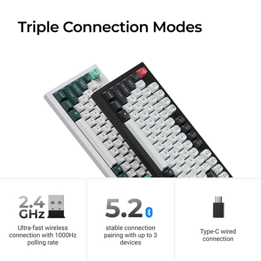 Keychron q5 he qmk wireless custom keyboard (zwart, us lay-out (qwerty), gateron double-rail magnetic nebula, 96%, rgb leds, osa double-shot pbt, hot swap, knob, 2.4ghz | bluetooth 5.1 | usb-c)