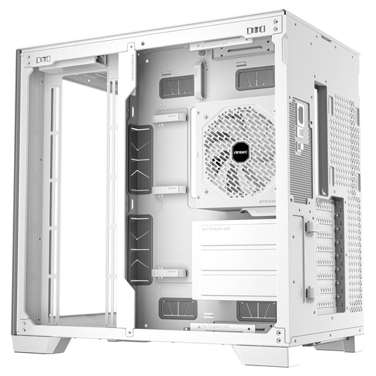Antec c8 aluminum midi tower behuizing (wit zilver | 2x usb-a | 1x usb-c | tempered glass)