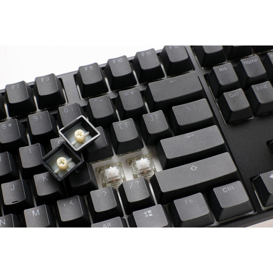 Ducky one 3 classic, toetsenbord (zwart wit, us lay-out, cherry mx blue, rgb led, double-shot pbt, hot-swappable, quack mechanics)