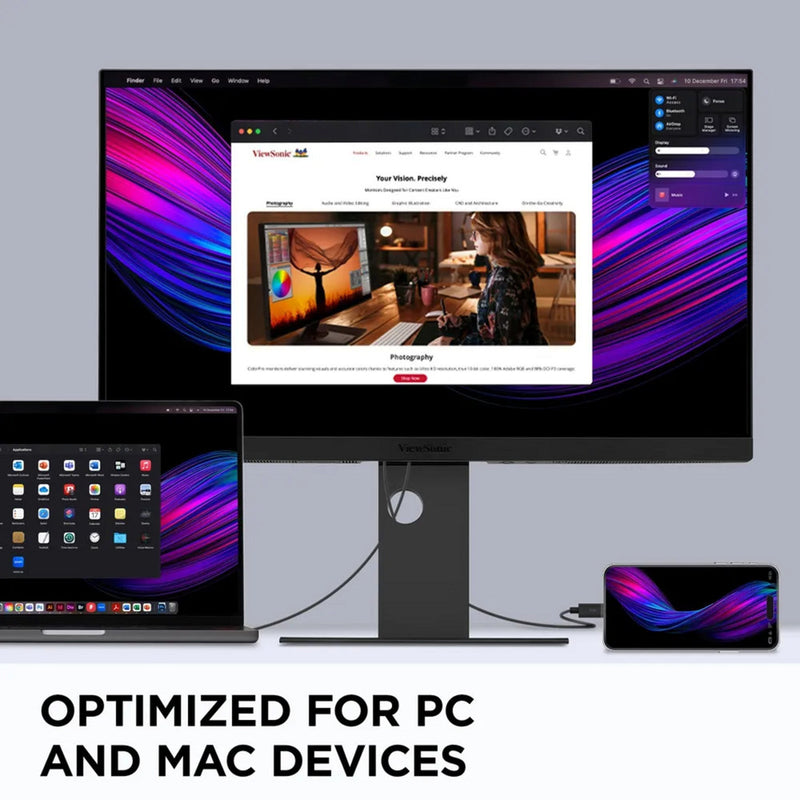 Afbeelding laden in galerijviewer, Viewsonic vp2788-5k mac-compatible 27 4k uhd monitor (zwart, 2x thunderbolt 4, 1x hdmi, 1x displayport, usb-a, usb-c)
