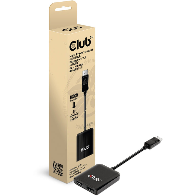 Afbeelding laden in galerijviewer, Club 3d displayport 1.4 naar 2x hdmi hub (zwart)
