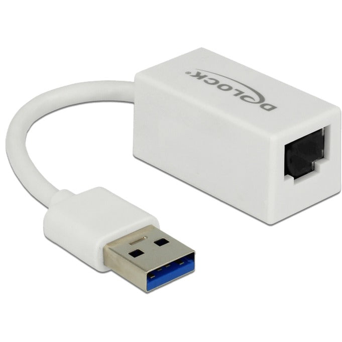 Afbeelding laden in galerijviewer, Delock superspeed usb-a (usb 3.1 gen 1) male > gigabit lan 10 100 1000 mbps compact adapter (wit, 0,127 meter)
