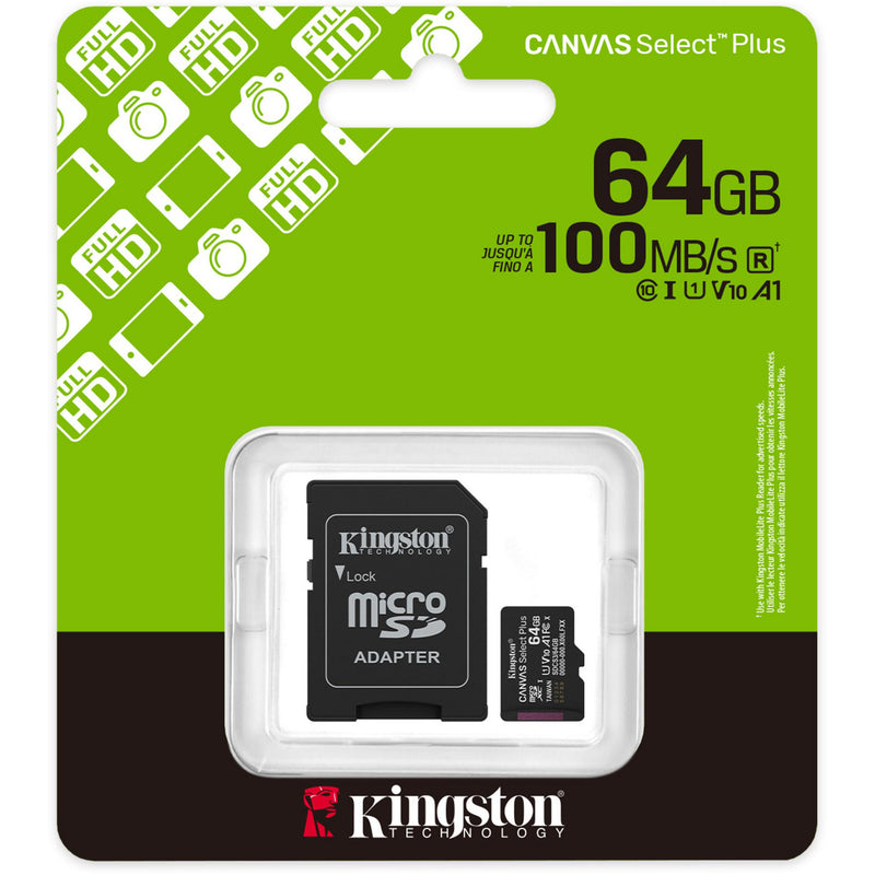 Afbeelding laden in galerijviewer, Kingston canvas select plus 64 gb microsdxc geheugenkaart (zwart, uhs-i u1, class 10, v10, incl. sd adapter)
