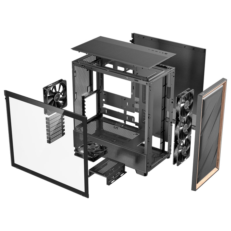 Afbeelding laden in galerijviewer, Antec flux midi tower behuizing (zwart | 2x usb-a | 1x usb-c | tempered glass)
