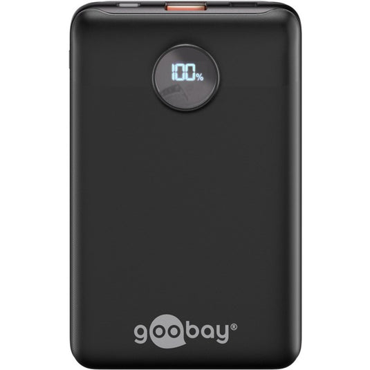 Goobay powerbank compact 10.000 mah (zwart, 10 ah, 1x usb-a, 1x usb-c, power delivery, quick charge)
