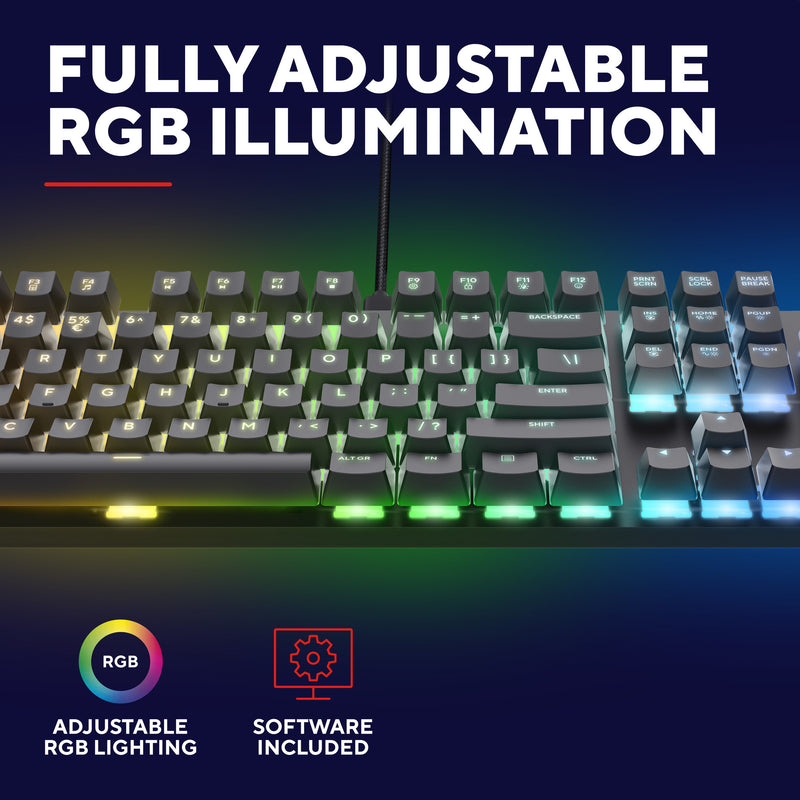 Afbeelding laden in galerijviewer, Trust gxt 871 zora mechanisch gaming toetsenbord (zwart, us lay-out (qwerty), huano red, 100%, rgb)
