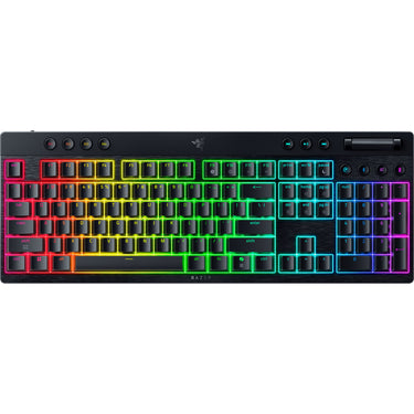 Razer blackwidow v4 hyperspeed mechanisch gaming toetsenbord (zwart, us lay-out (qwerty), low-profile green , 100%, double-shot pbt)