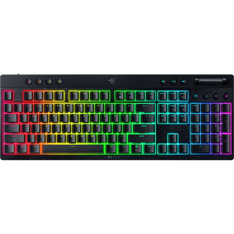 Afbeelding laden in galerijviewer, Razer blackwidow v4 hyperspeed mechanisch gaming toetsenbord (zwart, us lay-out (qwerty), low-profile green , 100%, double-shot pbt)
