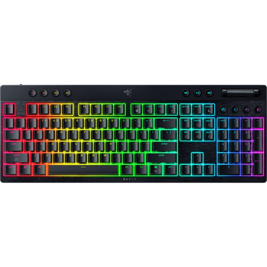Razer blackwidow v4 hyperspeed mechanisch gaming toetsenbord (zwart, us lay-out (qwerty), low-profile green , 100%, double-shot pbt)