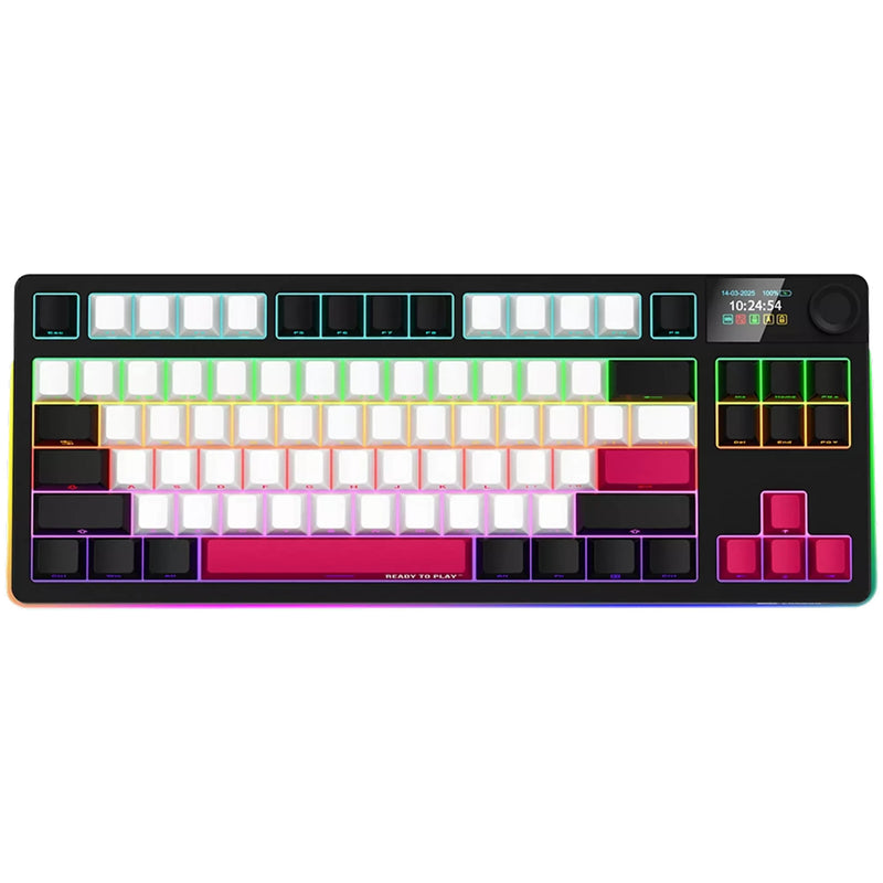 Afbeelding laden in galerijviewer, Lorgar kbp70tklw rgb mechanisch gaming toetsenbord (zwart, us lay-out (qwerty), logar toxic purple, 80% (tkl), rgb, hot-swappable, pbt double-shot, bluetooth | 2.4ghz | usb)
