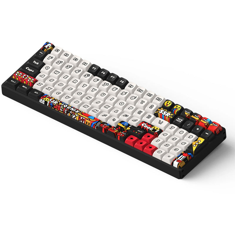 Afbeelding laden in galerijviewer, Iqunix f97 graffiti diary wireless mechanical keyboard (zwart, us lay-out (qwerty), cherry mx silent red, 96%, rgb leds, hot-swappable, pbt, 2.4ghz | bluetooth 5.1 | usb-c)
