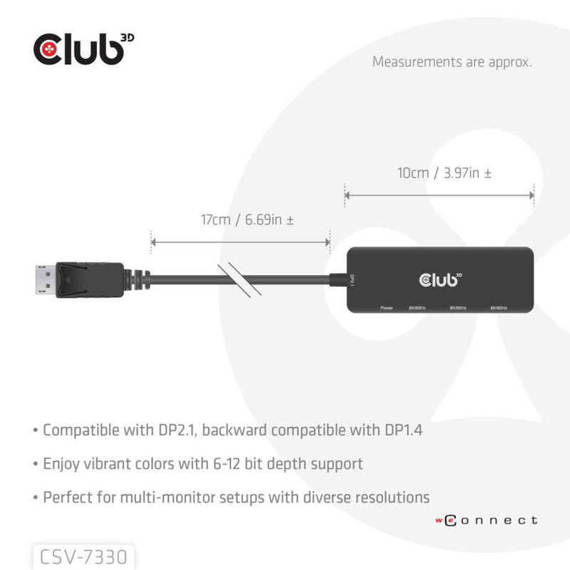 Afbeelding laden in galerijviewer, Club 3d displayport naar triple hdmi 8k60hz hub (zwart)
