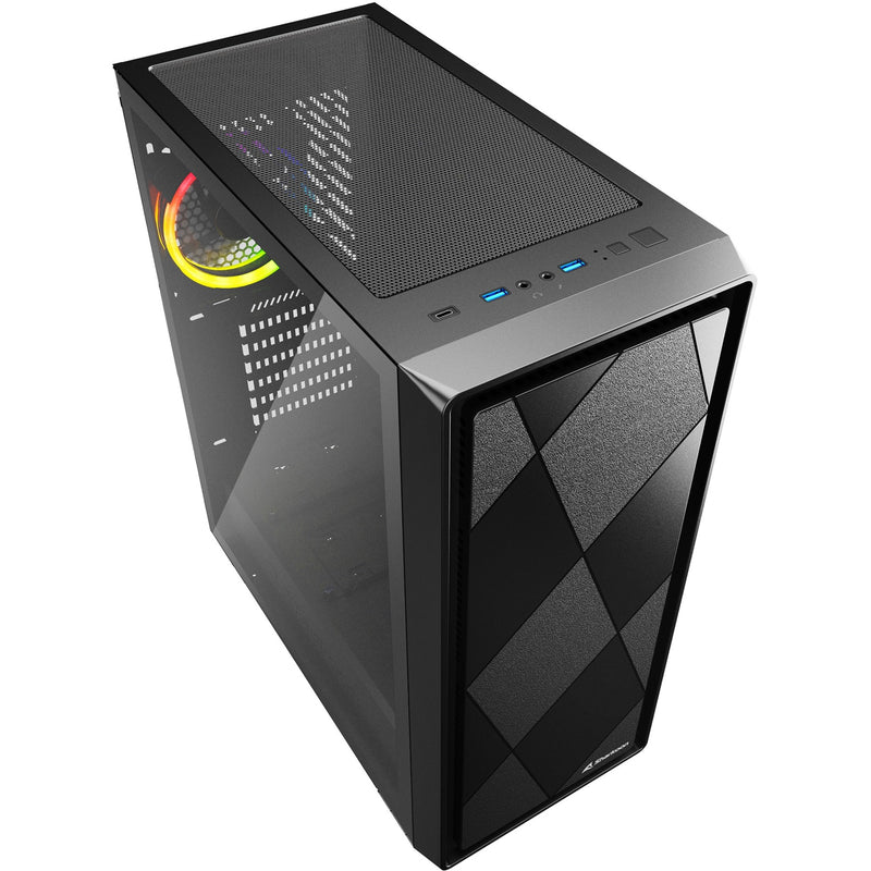 Afbeelding laden in galerijviewer, Sharkoon vs8 rgb black midi tower behuizing (zwart | 2x usb-a | 1x usb-c | rgb | tempered glass)
