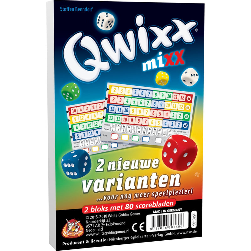 Afbeelding laden in galerijviewer, White goblin games qwixx mixx dobbelspel (nederlands, uitbreiding, 2 - 5 spelers, 15 minuten, vanaf 8 jaar)
