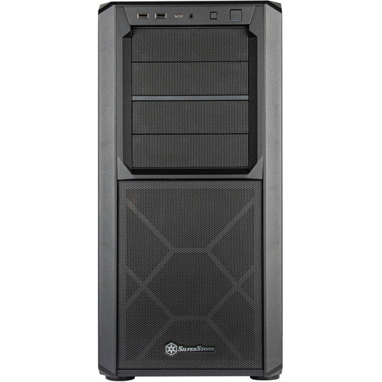 Silverstone sst-sed1-b midi tower behuizing (zwart | 2x usb-a | 1x usb-c)