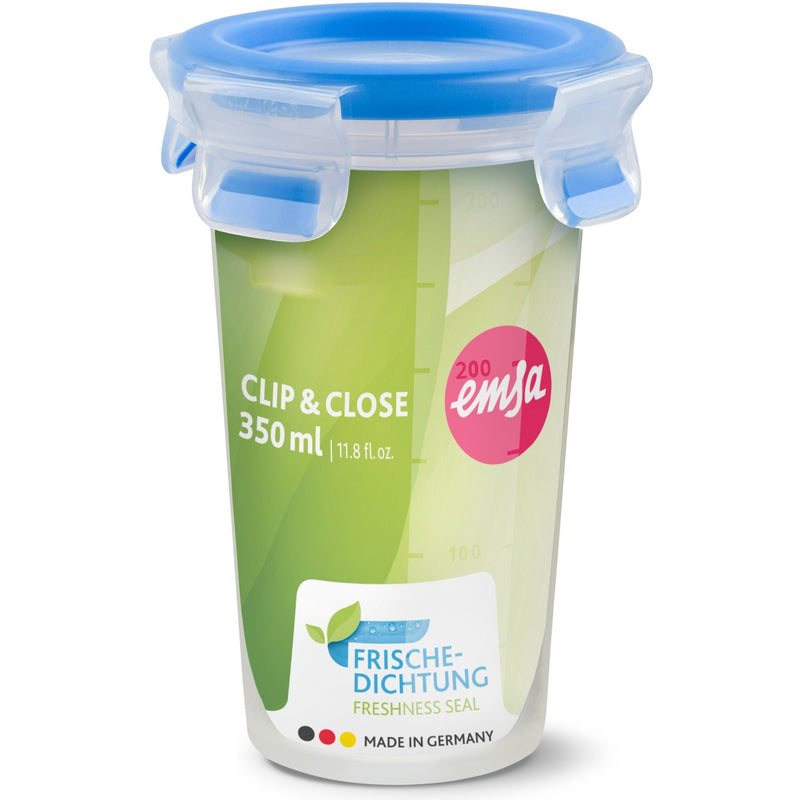 Afbeelding laden in galerijviewer, Emsa clip close vershoudbakje 0,35 l beker (transparant blauw, rond, ø 9,2cm)
