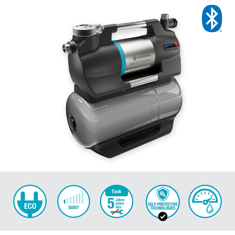 Afbeelding laden in galerijviewer, Gardena hydrofoorpomp 5600 silentcomfort (grijs roestvrij staal, bluetooth)
