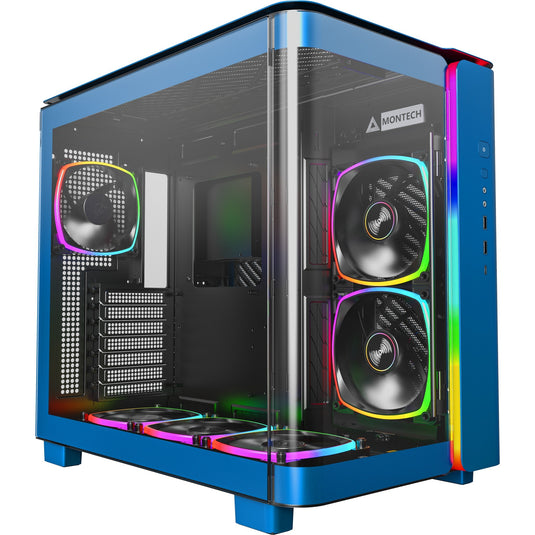 Montech king 95 pro midi tower behuizing (blauw | 2x usb-a | 1x usb-c | rgb | tempered glass)