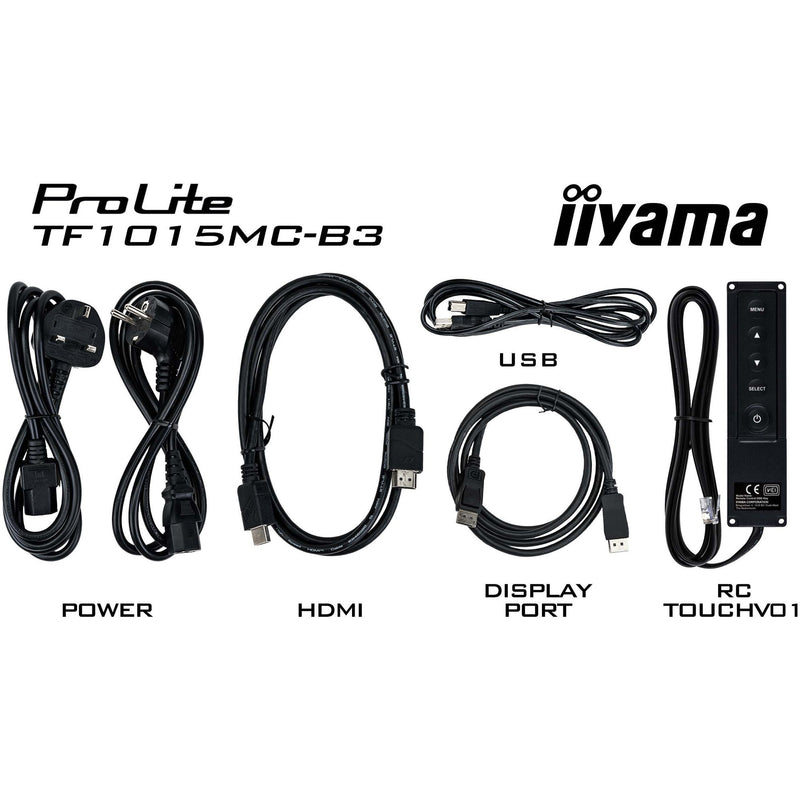 Afbeelding laden in galerijviewer, Iiyama prolite tf1015mc-b3 10.1 touchscreen monitor (zwart, hdmi, displayport, vga, usb-b, rj-45)
