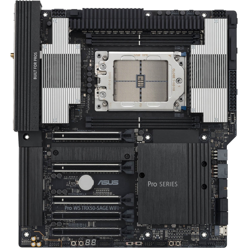 Afbeelding laden in galerijviewer, Asus pro ws trx50-sage wifi socket str5 moederbord (zwart grijs, raid, 10gb-lan, 2.5gb-lan, wi-fi 7, bt, sound, ceb)
