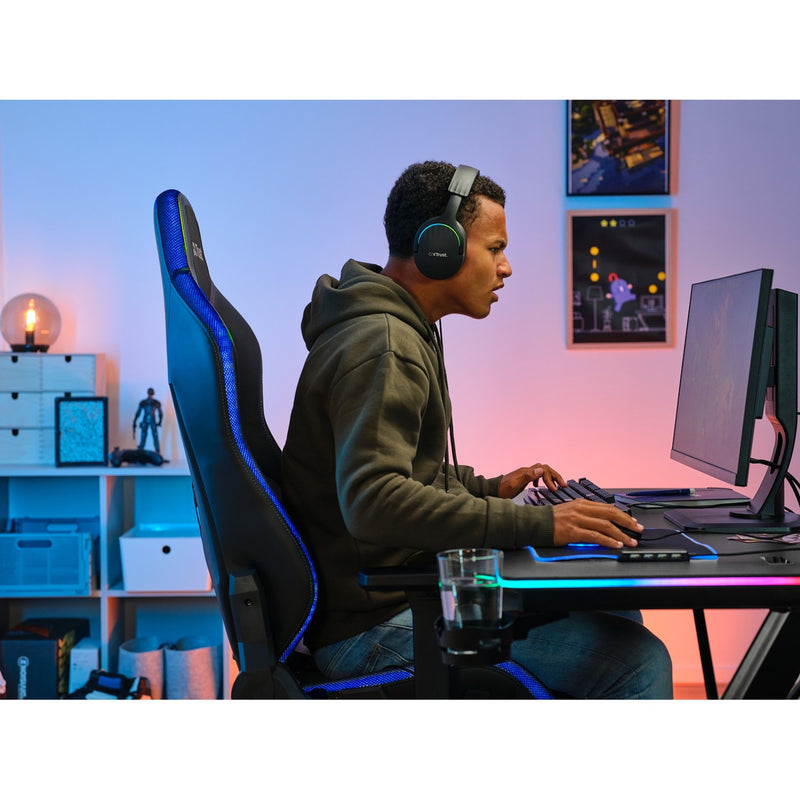 Afbeelding laden in galerijviewer, Trust gxt 709 luminus rgb-gamingbureau gaming desk (zwart)
