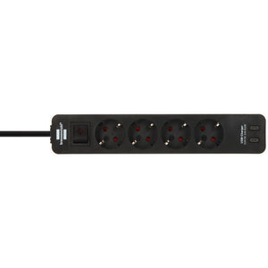 Brennenstuhl ecolor 4-voudige stekkerdoos met 2 usb-laadpoorten (meervoudige stekkerdoos usb c met schakelaar en 1,5m kabel)