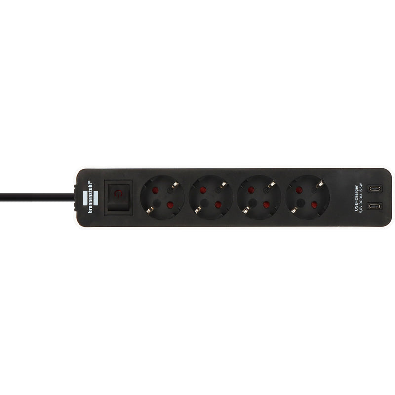 Afbeelding laden in galerijviewer, Brennenstuhl ecolor 4-voudige stekkerdoos met 2 usb-laadpoorten (meervoudige stekkerdoos usb c met schakelaar en 1,5m kabel)
