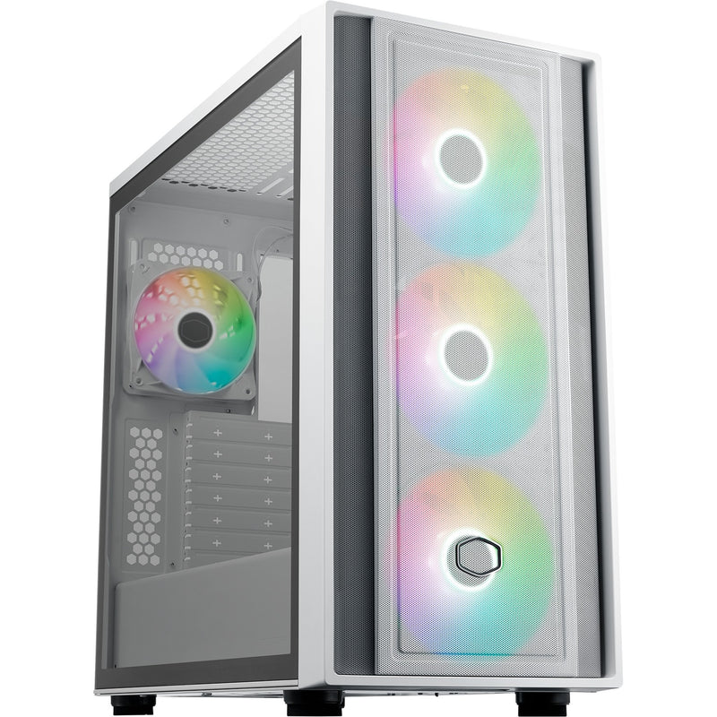 Afbeelding laden in galerijviewer, Cooler master masterbox 600 midi tower behuizing (wit | 2x usb-a | 1x usb-c | rgb | tempered glass)
