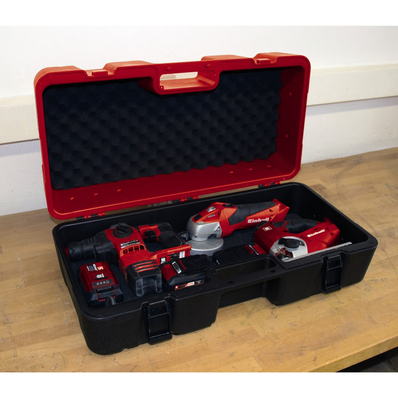 Afbeelding laden in galerijviewer, Einhell koffer e-box l70 35 - voor universele opslag - max. laadvermogen: 50 kg - zachtschuimbekleding - spatwaterdichte uitvoering - ergonomische handgreep
