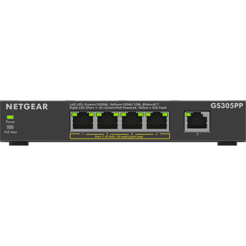 Afbeelding laden in galerijviewer, Netgear 5-port gigabit ethernet poe+ unmanaged switch (gs305pp) (zwart)
