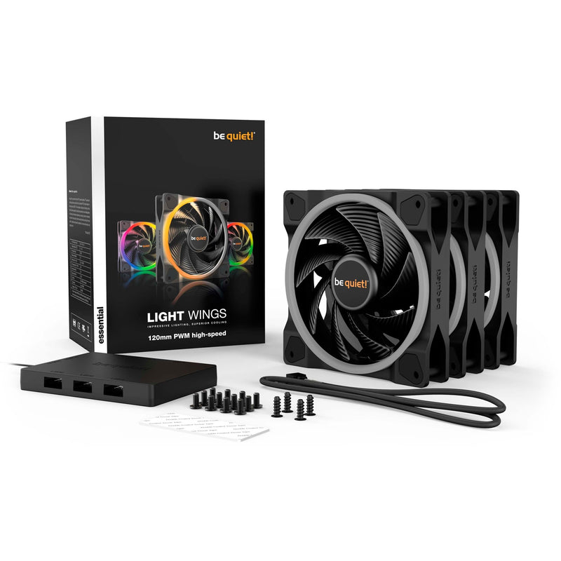Afbeelding laden in galerijviewer, Be quiet! light wings pwm high-speed rgb case fans (zwart, 3 stuks, 120 x 120 x 25 mm)

