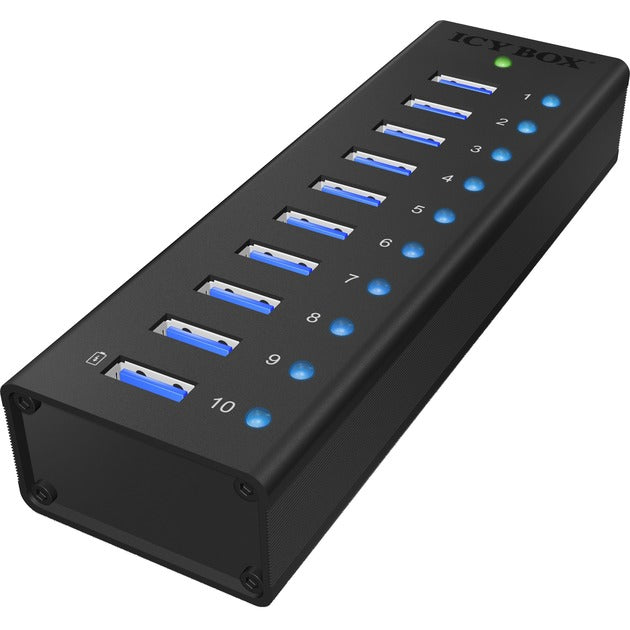 Afbeelding laden in galerijviewer, Icy box ib-ac6110 usb-hub (zwart, 10x usb 3.0 poorten)
