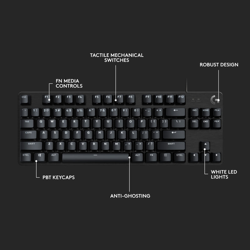 Afbeelding laden in galerijviewer, Logitech g413 tkl se mechanisch gaming toetsenbord (zwart, us-international lay-out (qwerty), gl tactile, 80% (tkl))
