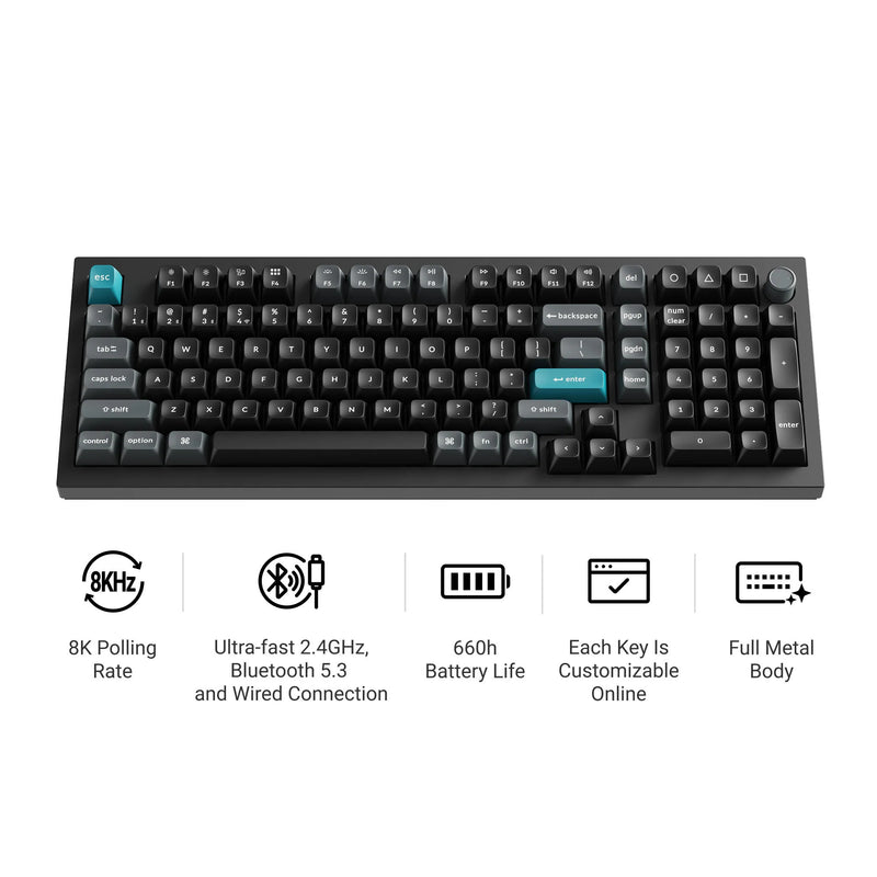 Afbeelding laden in galerijviewer, Keychron q5 ultra-m3 8k wireless custom mechanical keyboard (wit, us lay-out (qwerty), silk pom banana, 96%, rgb, hot swap, 8k, 2.4 ghz | bluetooth 5.2 | usb-c)
