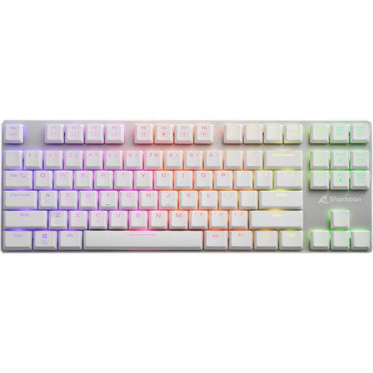 Sharkoon purewriter tkl rgb, gaming toetsenbord (wit, us lay-out, kailh choc low profile red, rgb leds, tkl)
