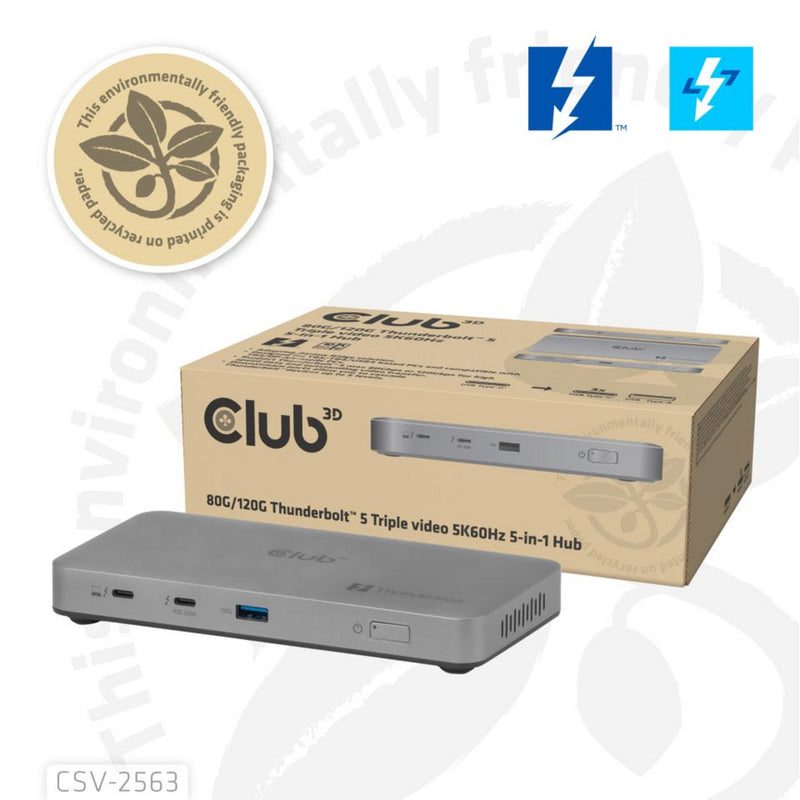 Afbeelding laden in galerijviewer, Club 3d 5-1 thunderbolt 5 hub triple video dockingstation (grijs)
