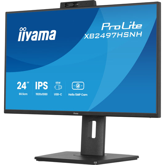 Iiyama prolite xb2497hsnh-b1 23.8 monitor (zwart, hdmi, displayport, lan, audio, usb-c, webcam)