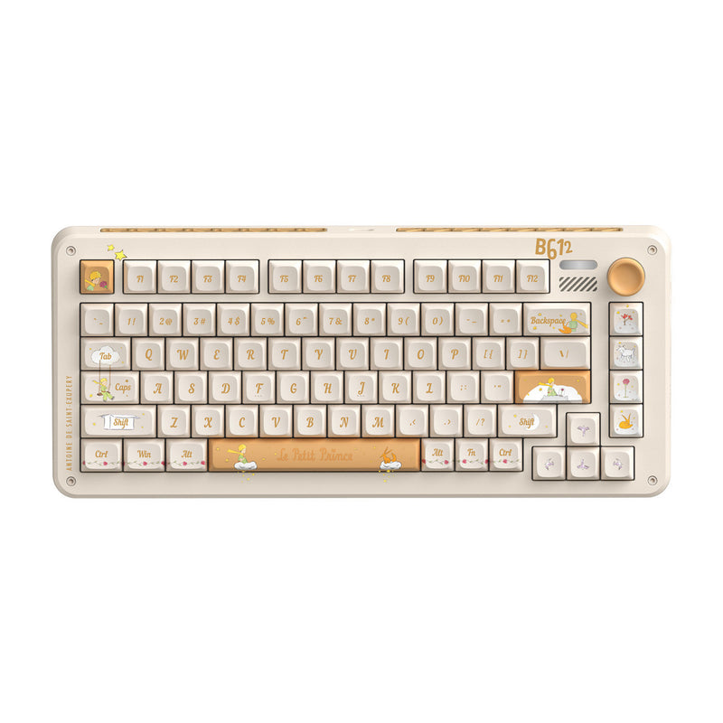Afbeelding laden in galerijviewer, Iqunix zx75 sunset ponder wireless mechanical keyboard (lichtgeel, us lay-out (qwerty), iqunix little prince, 75%, rgb leds, hot-swappable, double-shot pbt, 2.4ghz | bluetooth 5.1 | usb-c)
