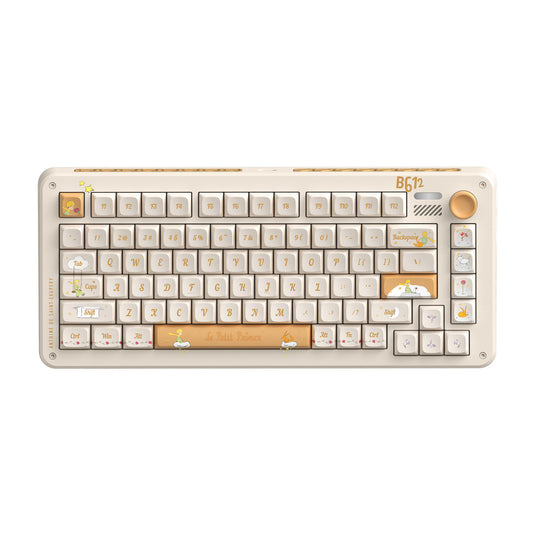 Iqunix zx75 sunset ponder wireless mechanical keyboard (lichtgeel, us lay-out (qwerty), iqunix little prince, 75%, rgb leds, hot-swappable, double-shot pbt, 2.4ghz | bluetooth 5.1 | usb-c)