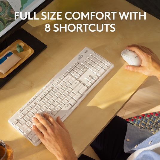 Logitech mk295 silent wireless keyboard and mouse combo desktopset (grijs, us-international lay-out (qwerty), 100%)